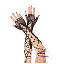 Caught Red Handed — Lace-Up Fishnet Gloves